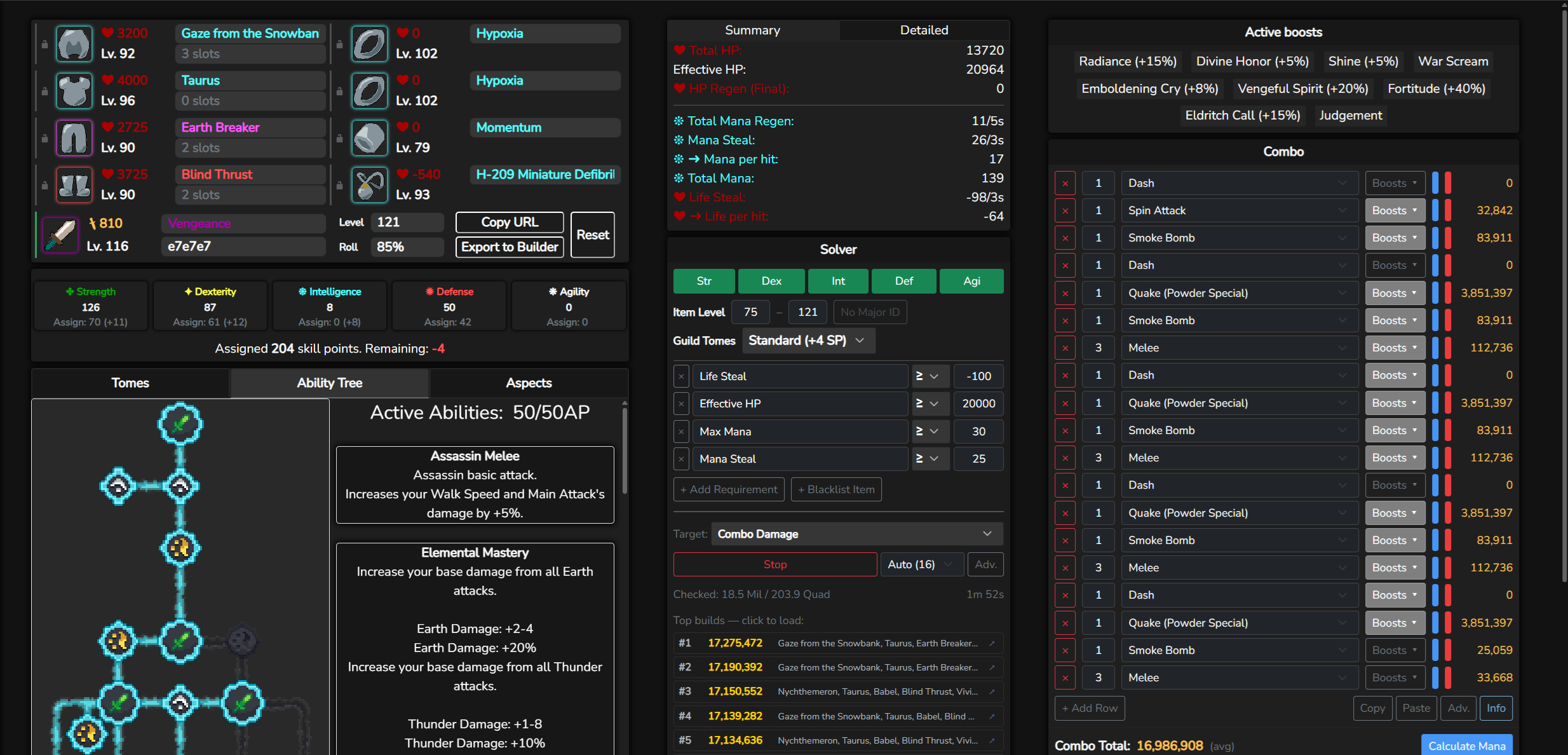 WynnSolver result panel